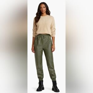 Halston NWOT Faux Leather Olive Green Women's Pants Sz. S